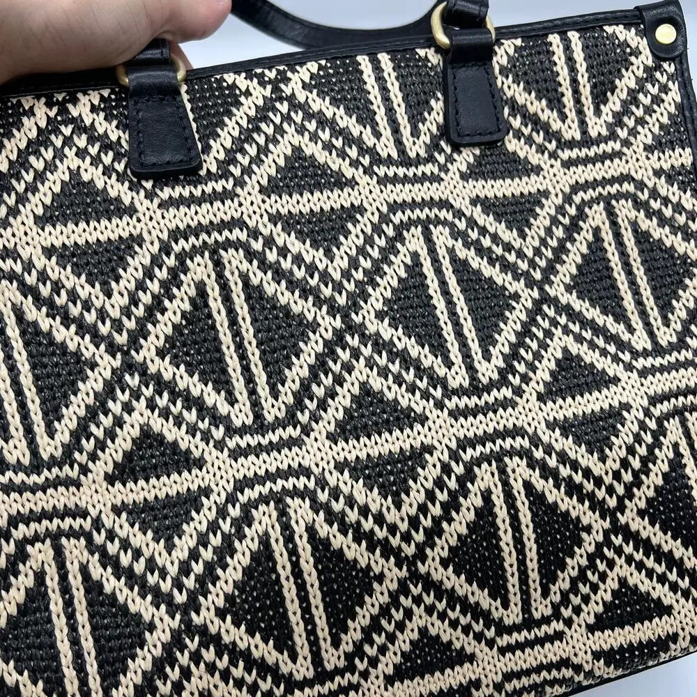 Patricia Nash Leather Ava Medium Tote with Crossbody Strap Tuareg Woven